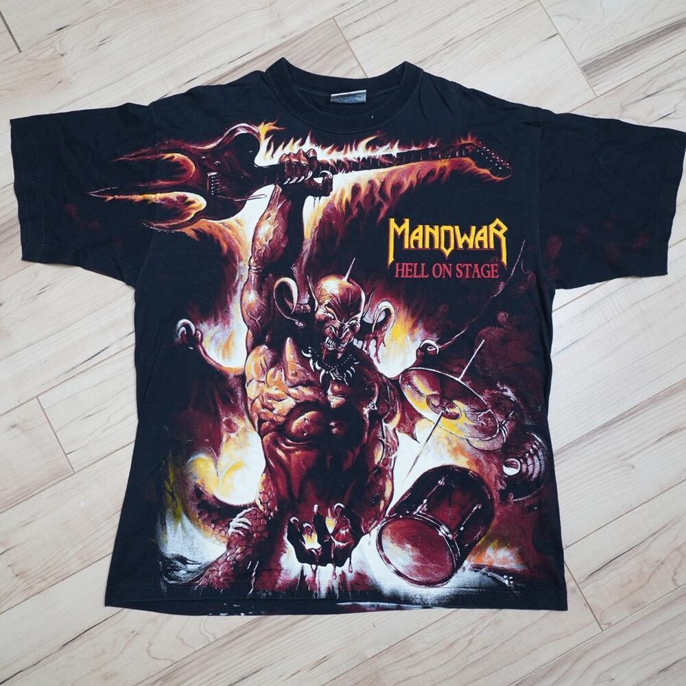 Vintage Manowar Hell On Stage Band Tee XL